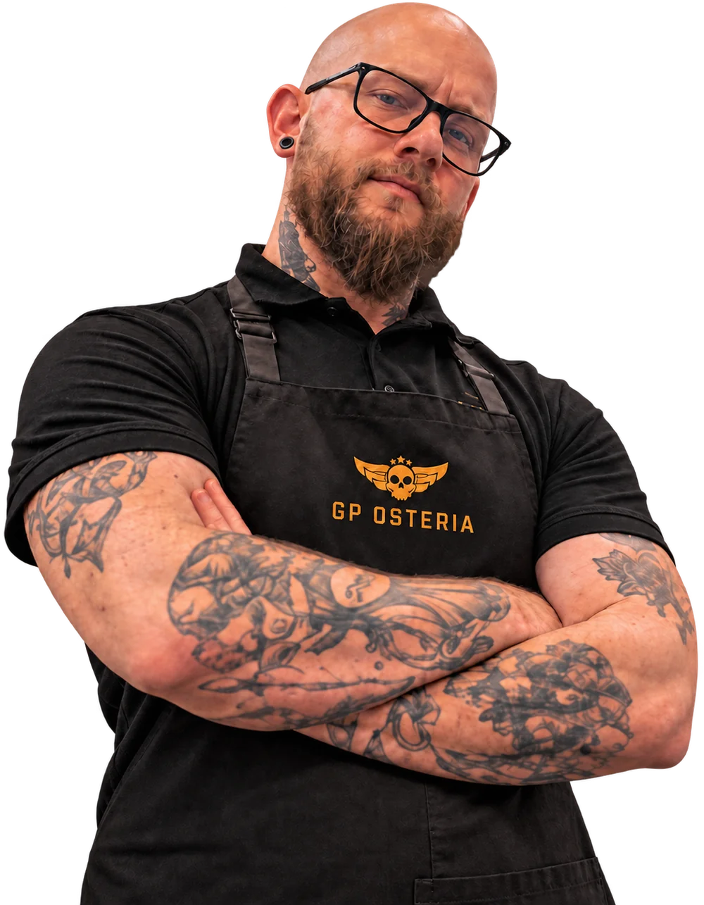 Chef Sylwester, arms folded, in his GP Osteria apron